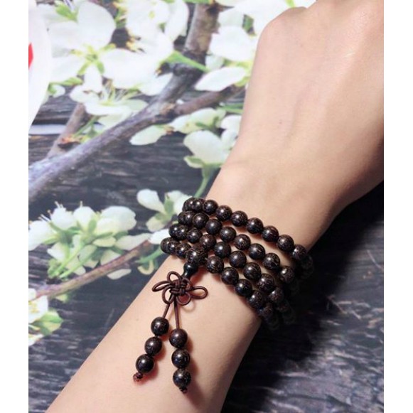 Vòng tay phong thủy 108 hạt đường kính 6mm (màu nâu)