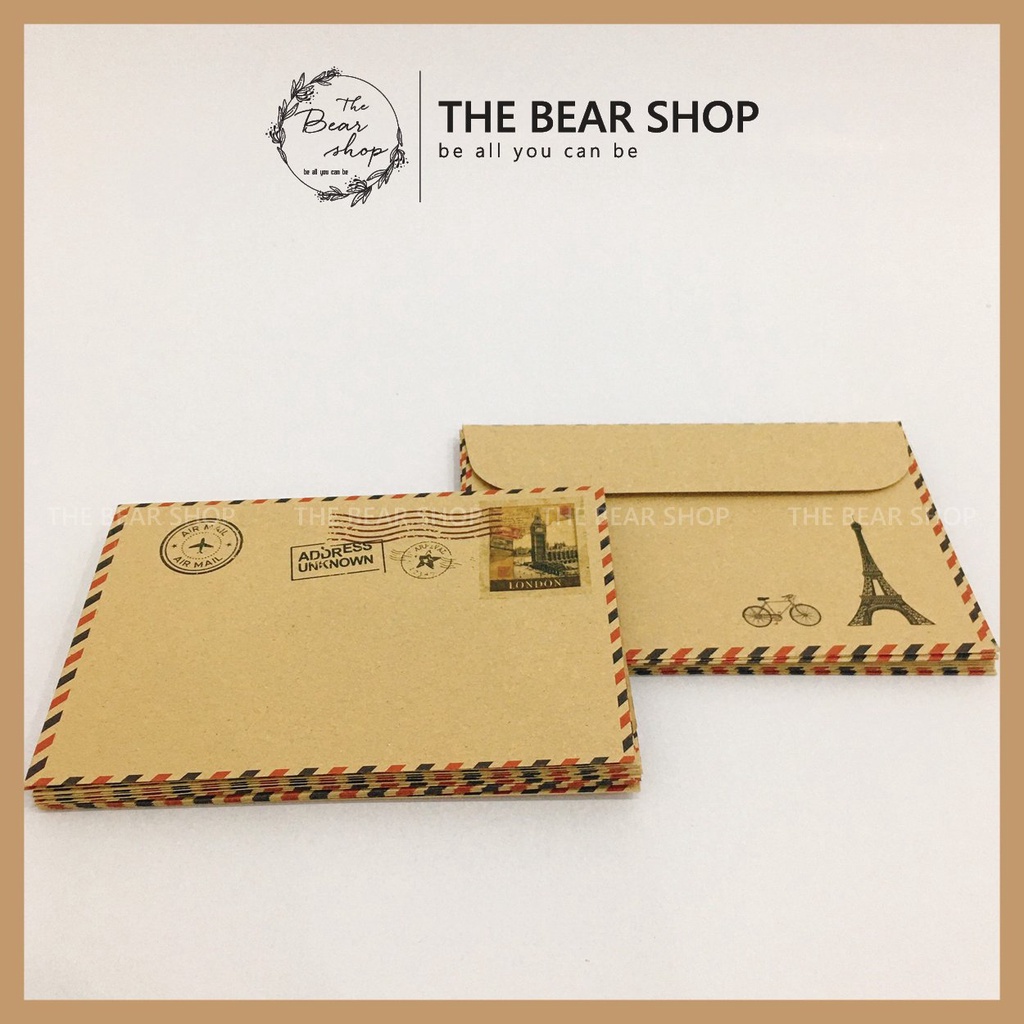 Bì thư handmade giấy karft phong cách vintage hàng loại 1 chất lượng cao - The Bear Shop