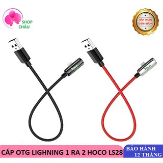 Cáp otg chia 1 ra 2 lighning hoco ls28 3 in 1 iphone/ipad chính hãng