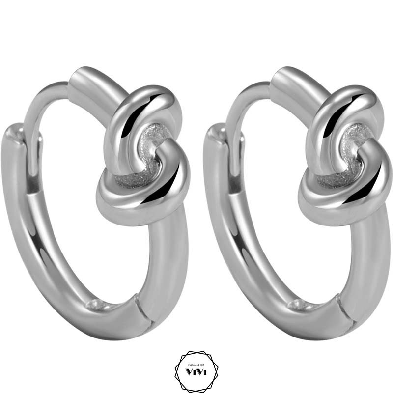 Bông tai bạc nam kiểu nút thắt Roknot – khuyên tai bạc ViVi_Gift