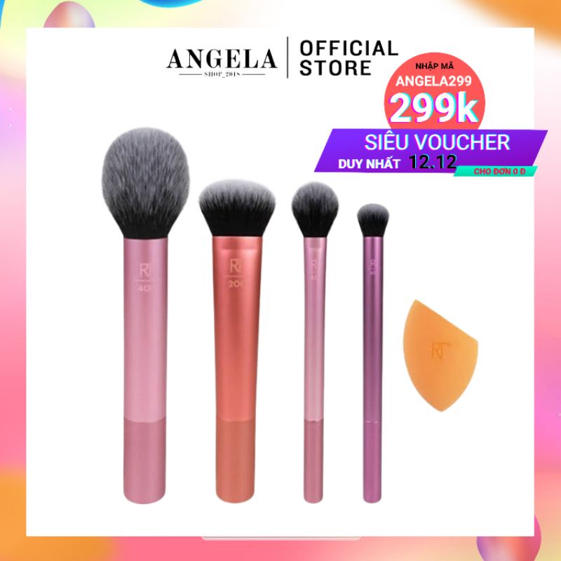 Bộ cọ trang điểm cá nhân real techniques kèm mút tán kem nền tốt angelashop