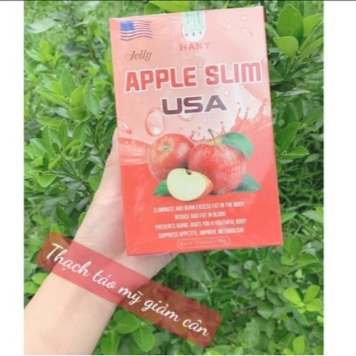 Thạch Táo Hỗ Trợ Giảm Cân Đẹp Da, APPLE SLIM HỘP 10 GÓI
