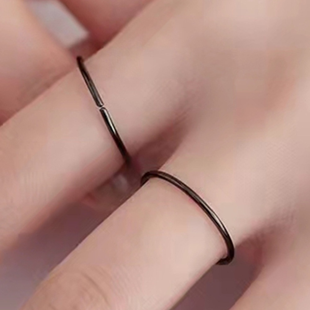 1 Nhẫn Hở Hình Tròn Màu Đen Có Thể Điều Chỉnh Phong Cách Vintage Thời Trang Cho Nữ