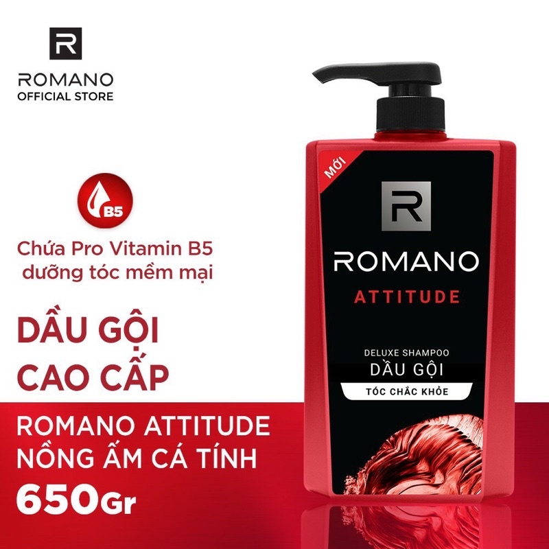 Dầu Gội ROMANO Hương Nước Hoa Cho Tóc Chắc Khỏe 650gram màu đỏ