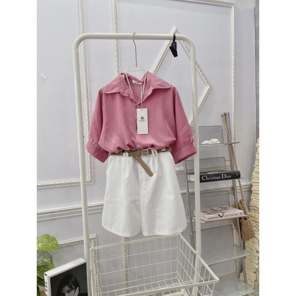 [ 𝐅𝐑𝐄𝐄 𝐒𝐇𝐈𝐏 ]   SÉT ÁO SƠ MI HỒNG MIX QUẦN SHORT ĐÙI