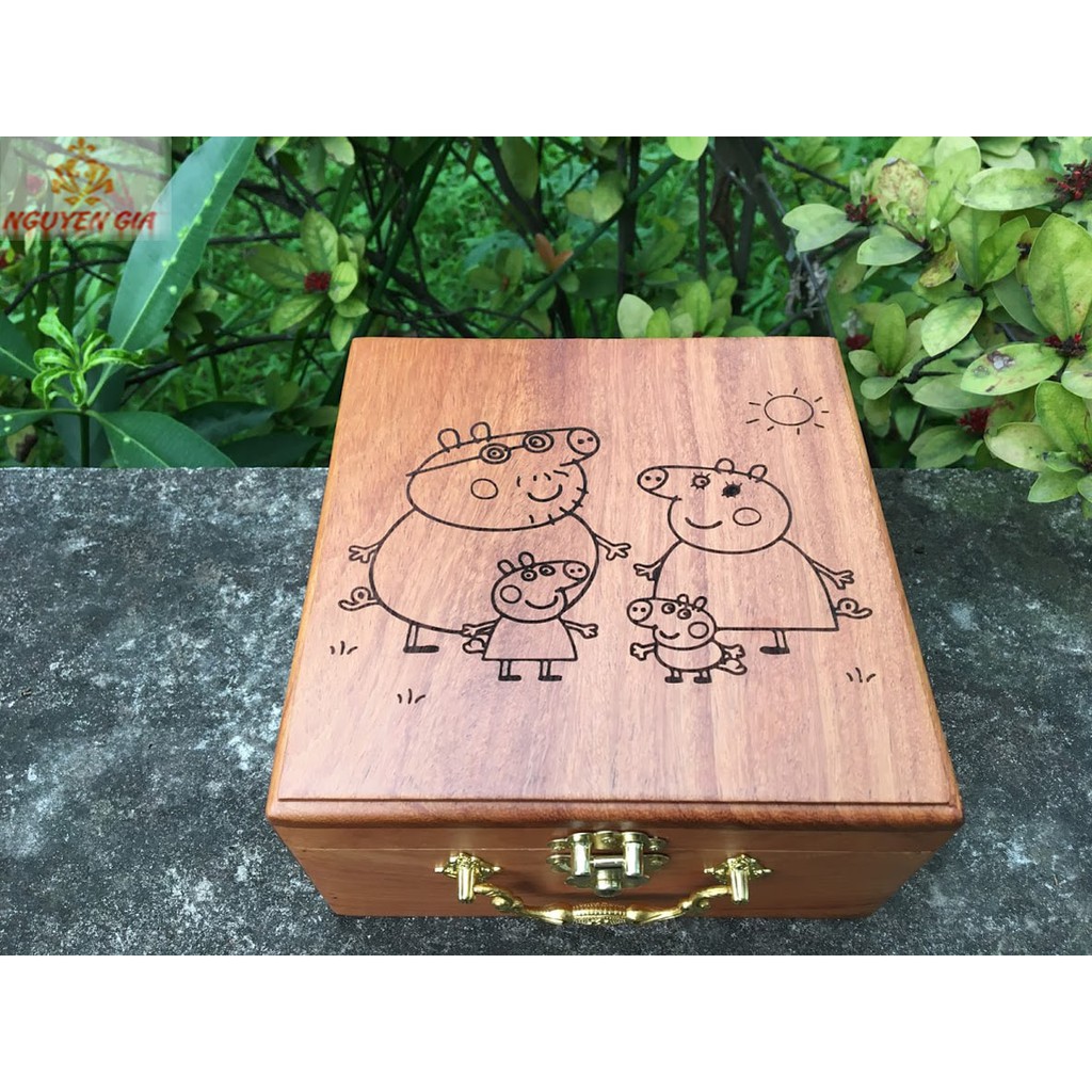 Hộp đựng tiền tiết kiệm 2 ngăn mẫu gia đình heo Peppa (Size lớn)