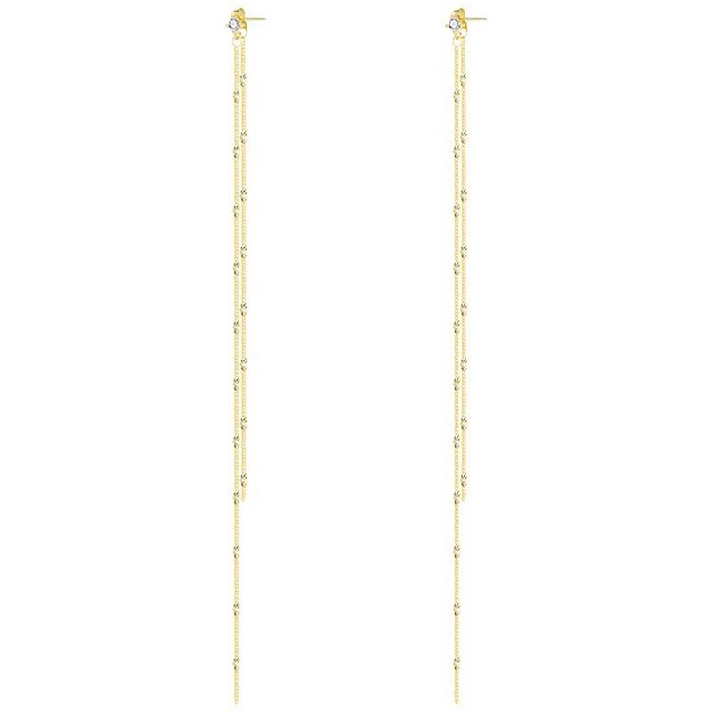 Bông Tai Mạ Bạc 925 Dáng Dài Đính Kim Sa Tua Rua Thời Trang Hàn Quốc