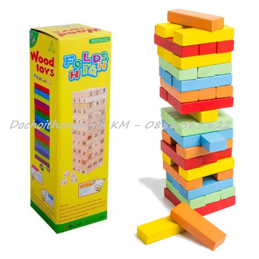 Bộ Đồ Chơi Rút Gỗ Wood Toys Hình Số - Gồm 51 Thanh Gỗ - Trò Chơi Trí Tuệ Dành Cho Mọi Lứa Tuổi ( Loại Lớn )