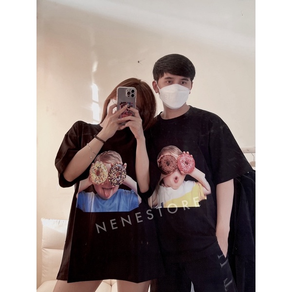 Áo ADLV cotton thun cao cấp [MẪU 4-5] bé cầm donut hồng vàng