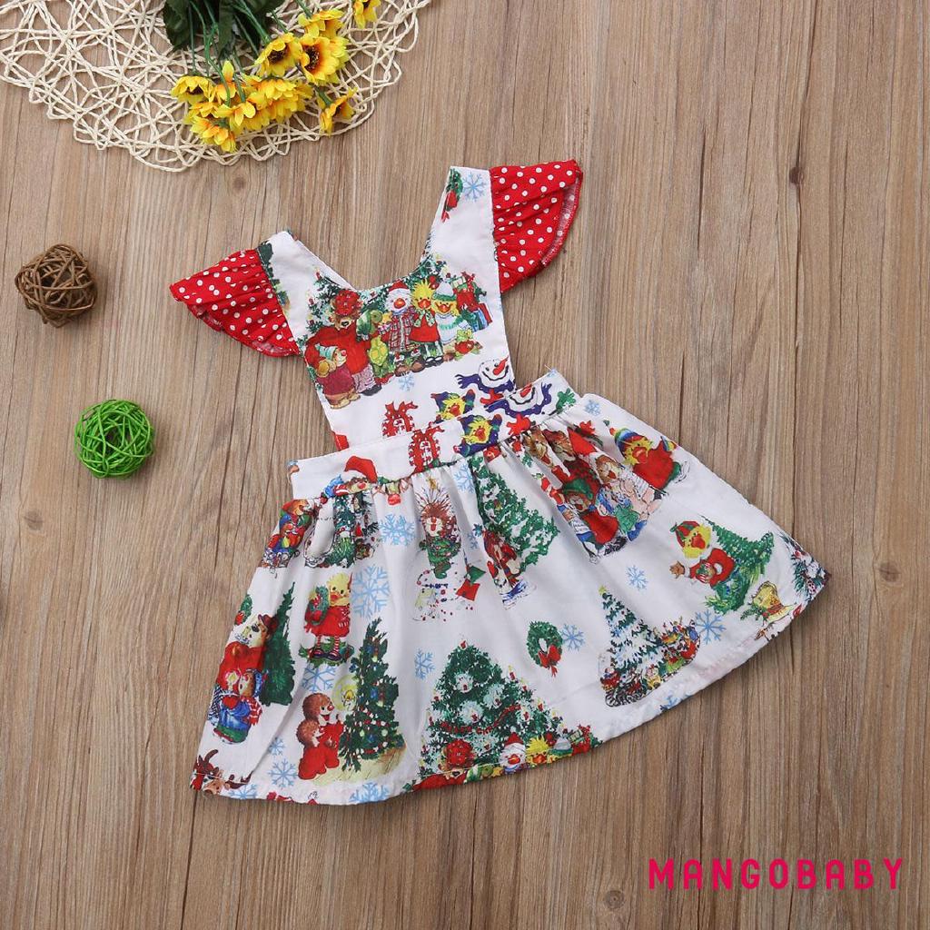 Đầm công chúa hoạ tiết giáng sinh dễ thương cho bé gái