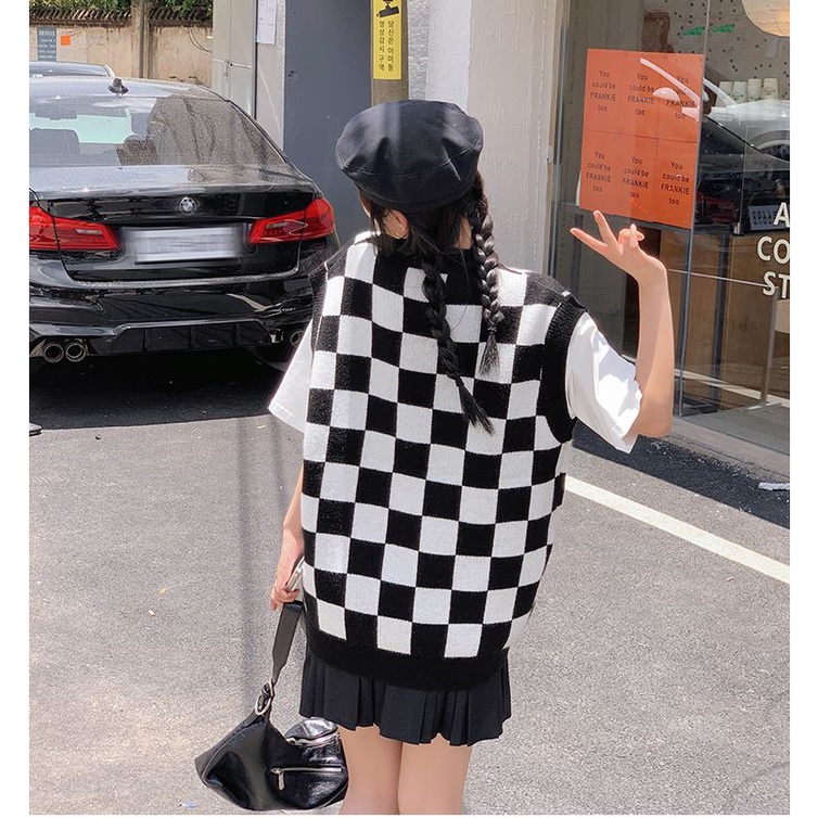 Áo Len Gile Nam Nữ Ulzzang, Gile Len TaoBao Kiểu Hàn Kẻ Caro Cổ Chữ V Form Rộng Thời Trang | WebRaoVat - webraovat.net.vn