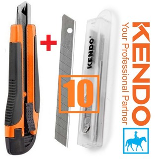 KENDO Bộ Dao Rọc Giấy Và Hộp 10 Lưỡi Dao SK5 TPR 30615 30652