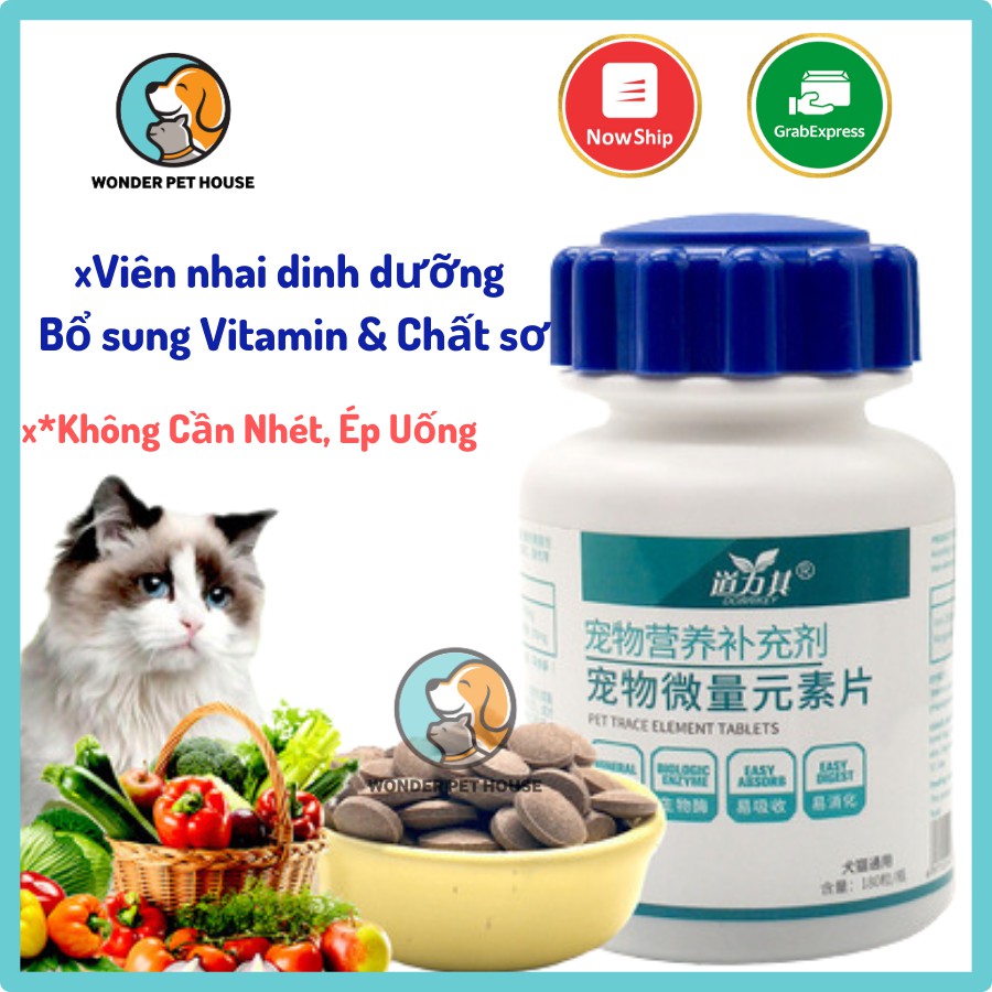 10 Viên Nén Bổ Sung Vitamin, Chất Sơ, Kẽm DORIKEY Cho Chó Mèo