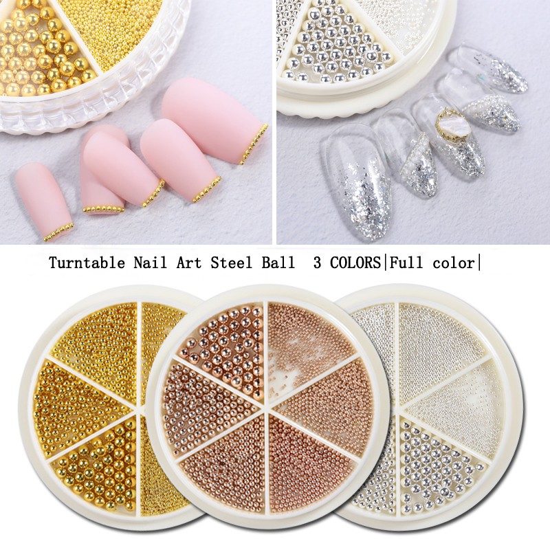 Hộp hạt đá tròn đính trang trí móng tay nghệ thuật không phai màu sang trọng nhỏ kích thước 1-3mm