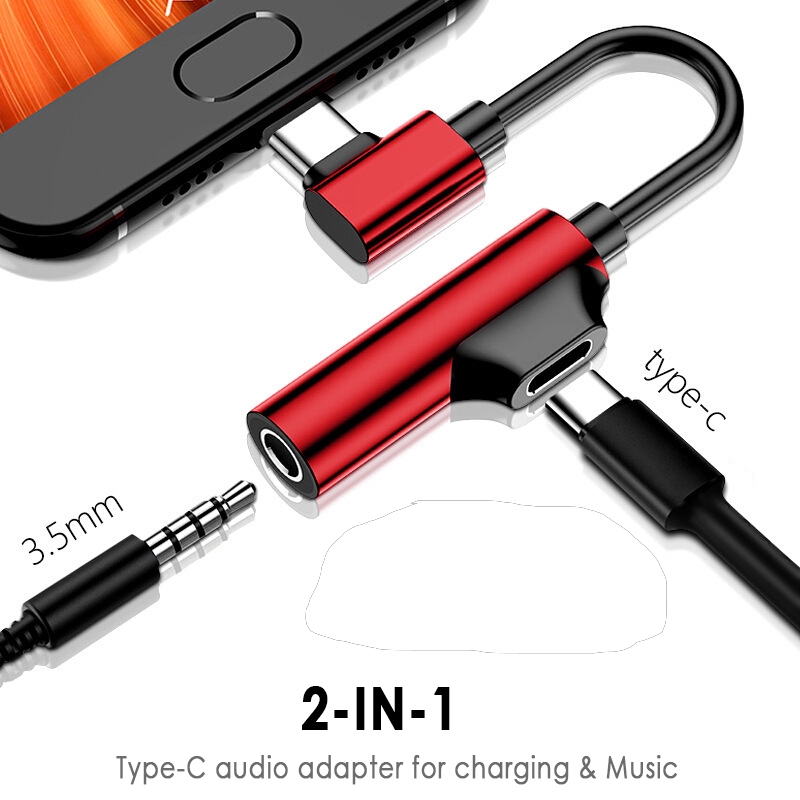 KEBIDUMEI 2 In 1 Type C To 3.5mm Jack &amp; USB C Adapter Cable