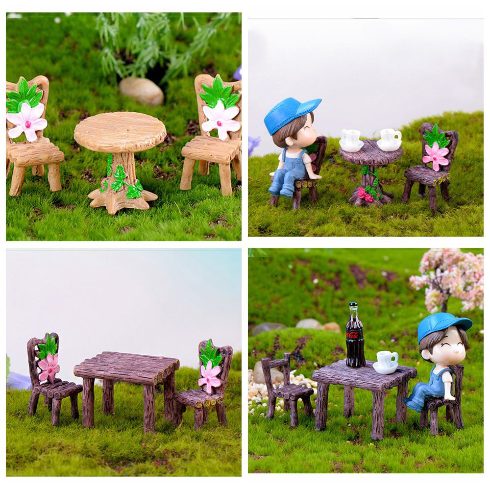 Set 3 Đồ trang trí Bàn Ghế Mini Thời Trang Trang Trí Nhà Búp Bê