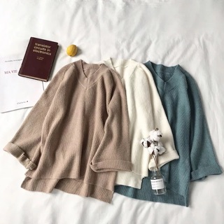 (Có ảnh Thật) Áo len cổ chữ V - ống tay loe | ODER TAOBAO