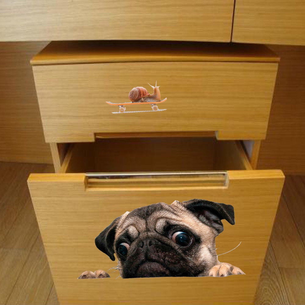 Miếng dán trang trí xe hơi/laptop hình chú chó Pug 3D dễ thương tiện lợi