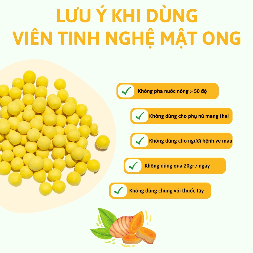 Viên tinh nghệ mật ong nguyên chất, giàu curcumin, hỗ trợ tiêu hóa, làm đẹp da - OANH THỊ - 450GR