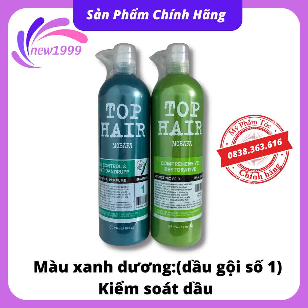 Cặp dầu gội xả collagen Top Hair Mobafa 750ml phục hồi siêu mượt