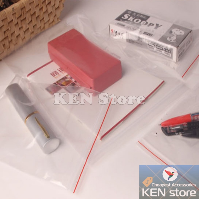 1KG Túi zip zipper chỉ đỏ đóng gói hàng, đựng thực phẩm (loại dày tốt)