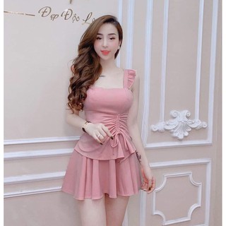 Sét chân váy xòe và áo rút dây ôm body (có mút ngực) thời trang nữ Arava rd065