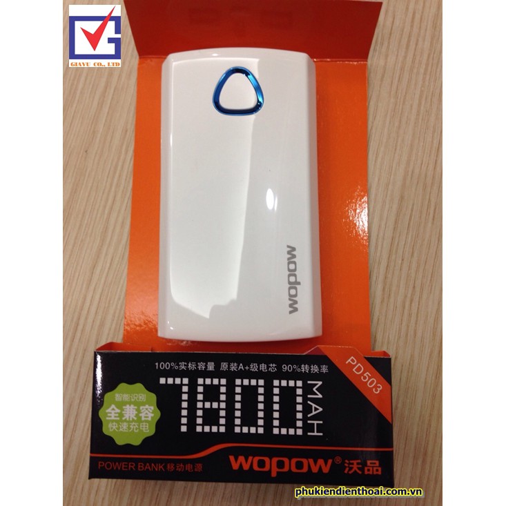 PIN DỰ PHÒNG WOPOW 7800 MAH -SẠC DỰ PHÒNG 7800 MAH