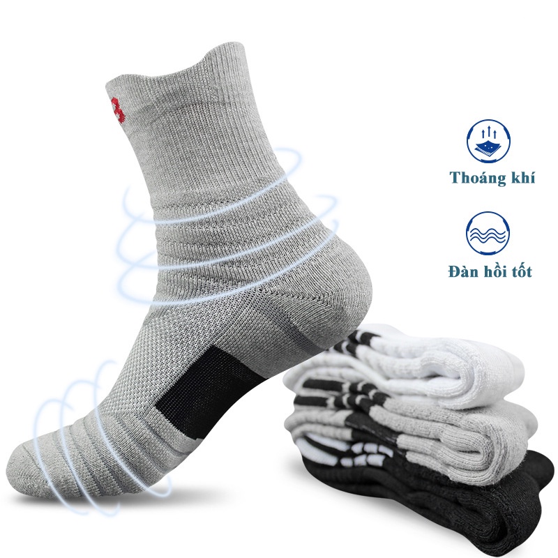 Tất vớ Thể thao Chống trơn Sport 8 Trung cổ size 38-44 Ôm chân dày dặn - Free ship + Quà tặng Loved socks by TatsTats.vn