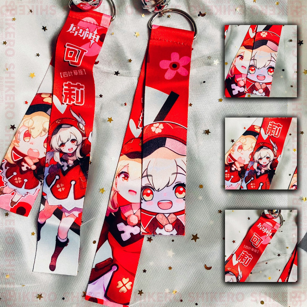 Móc khóa game Genshin Impact dây vải có kèm theo chuông