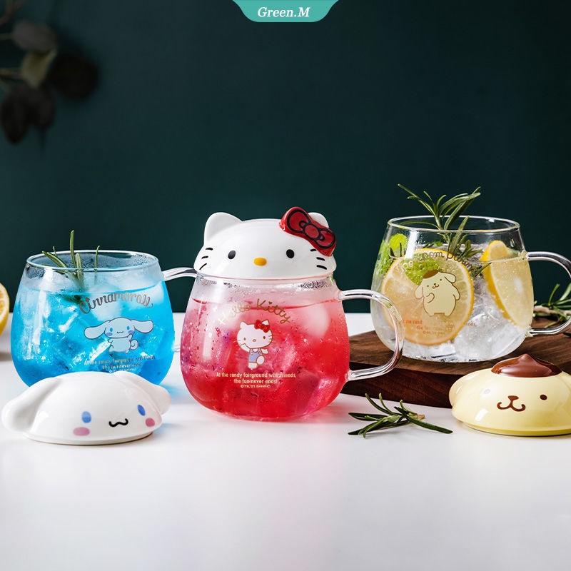 Cốc Thủy Tinh Uống Sữa/Nước Ép/Nước Ép Trái Cây In Hình Nhân Vật Cinnamoroll Dễ Thương Dung Tích 400ML