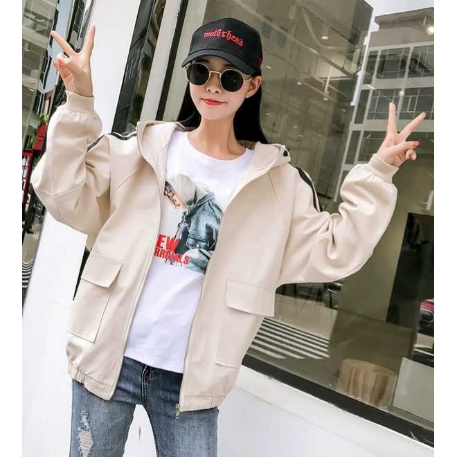 [P5] Áo khoác dù nữ túi hộp 2 xọc xinh xắn - khoát đẹp có nón | BigBuy360 - bigbuy360.vn