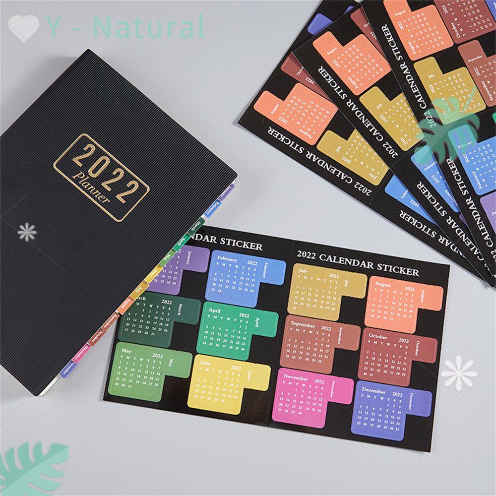 YNATURAL Stationery Label Sticker DIY 2022 Calendar Index Label Organizer Handwritten Scrapbooking Decor Kawaii Planner Notebook Index