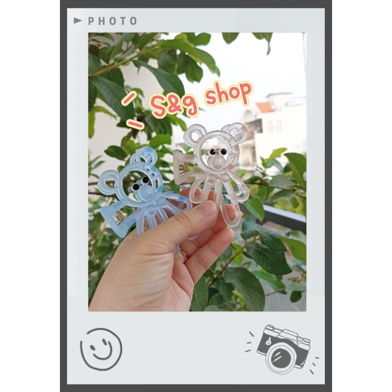 Kẹp gấp gọn tóc nữ hình chú gấu dễ thương màu hot trend vàng, hồng, xanh pastel ngọt ngào