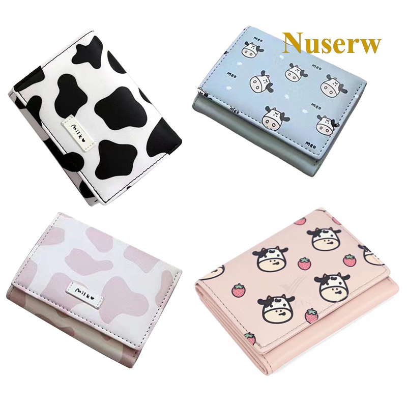 Nuserw Ví Ngắn Gấp Ba mini Đựng Thẻ Tiền Xu Nhiều Ngăn Phong Cách Nhật Bản Và Hàn Quốc Cho Nữ