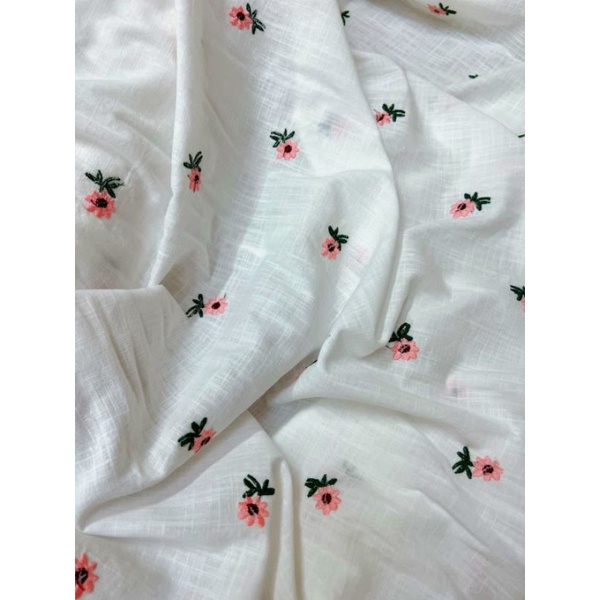 Vải thô boi thêu hoa