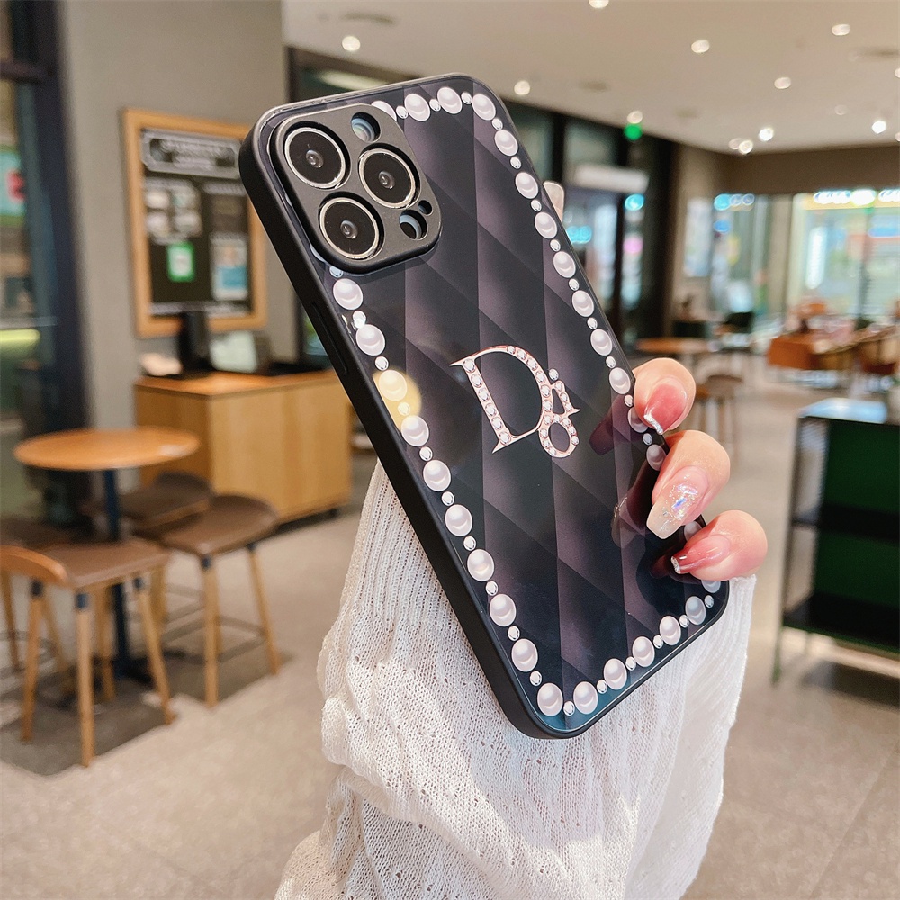 Ốp Điện Thoại Mặt Kính In Họa Tiết Thời Trang Có Tấm Bảo Vệ Ống Kính Cho IPhone 13 12 11 Pro Max XS Max