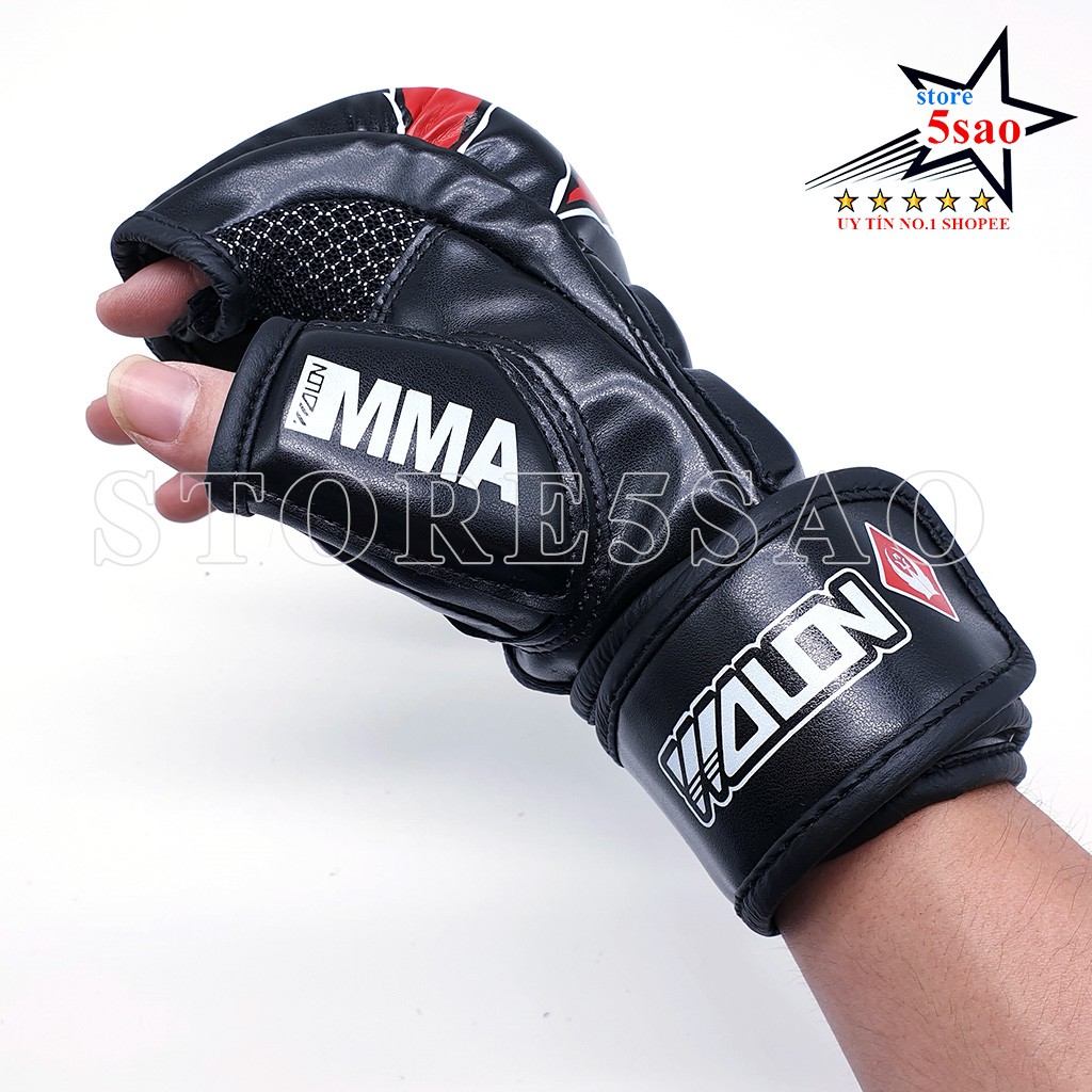 Găng tay boxing hở ngón wolon cao cấp ⚡FREESHIP⚡ Găng tay đấm bốc MMA giá rẻ hàng chất