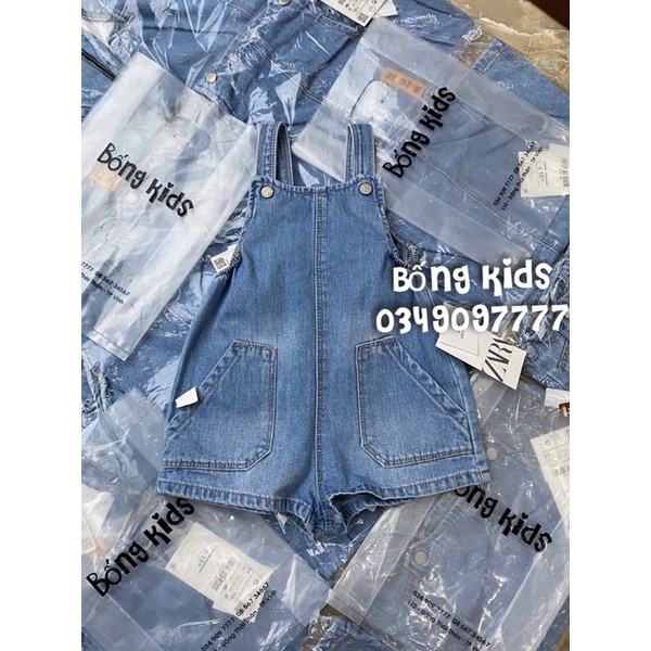 Short Yếm Bé Trai & Bé Gái Túi Xiết Mài Denim ZR