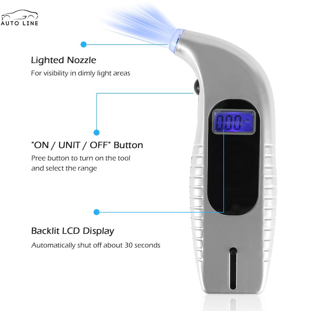 Đồng Hồ Đo Áp Suất Lốp 0-150PSI 4 Cài Đặt Với Màn Hình LCD SHOPCYC0579