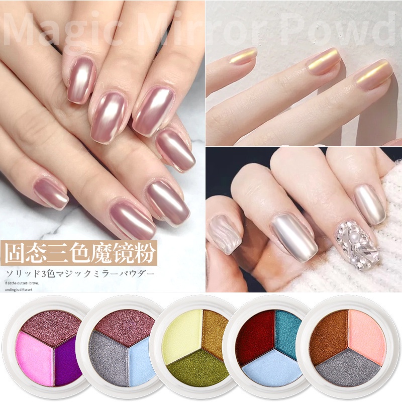 Tráng gương nén 3 màu - tráng gương nail