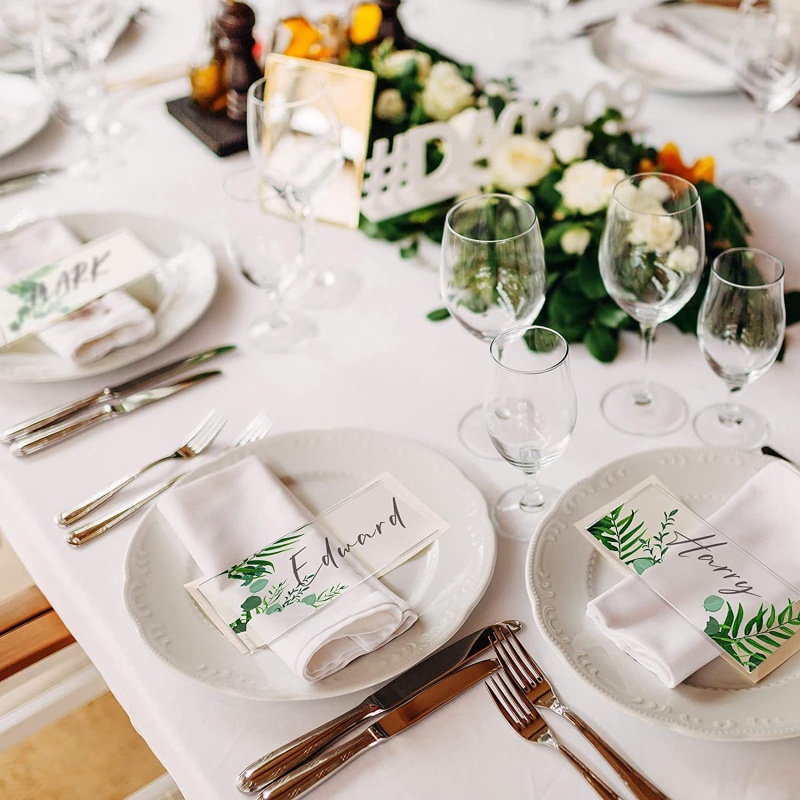 Set 10 Tấm Thẻ Nhựa Hình Chữ Nhật Trang Trí Bàn Ăn