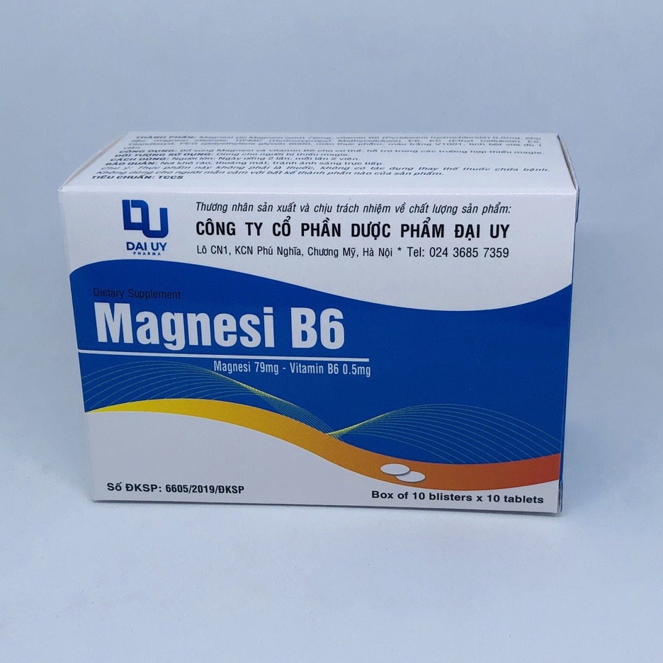 Magnesi B6 - HỘP 100 viên - Bổ sung Magnesi và vitamin B6