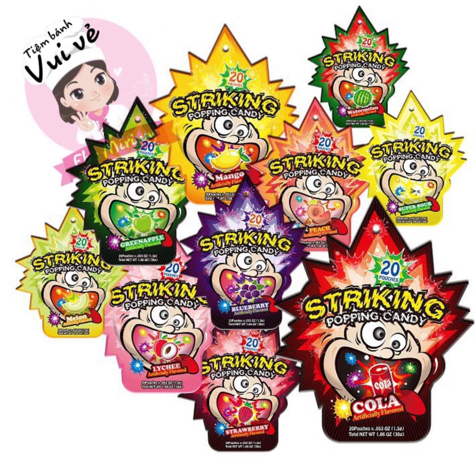 Kẹo nổ Striking Popping Candy (gói to có 20 gói nhỏ bên trong)