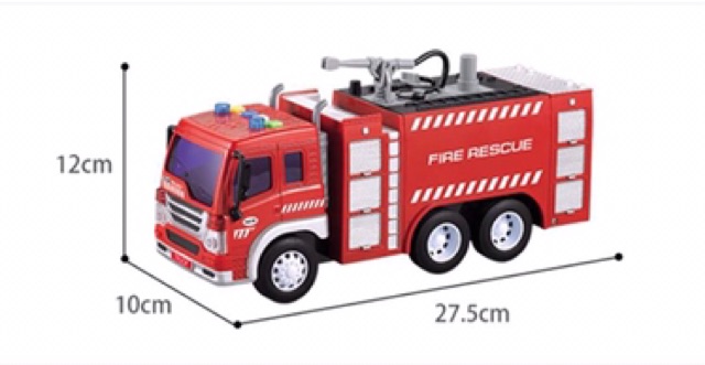 Combo 2 xe cứu hỏa mô hình xe cứu hỏa phun nước thật tỉ lệ 1:16