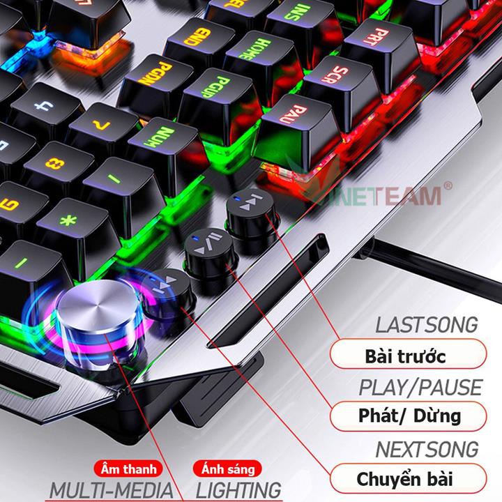 Bàn phím cơ Vinetteam K100 chơi game 104 phím có LED có kê tay chống mỏi -4389