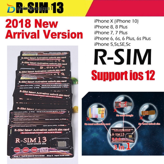 Thẻ sim Nano 4G R-SIM 13 mở khóa IOS 12 cho iPhone XR/XS/X/8/8p/7/7p/6s/6sp