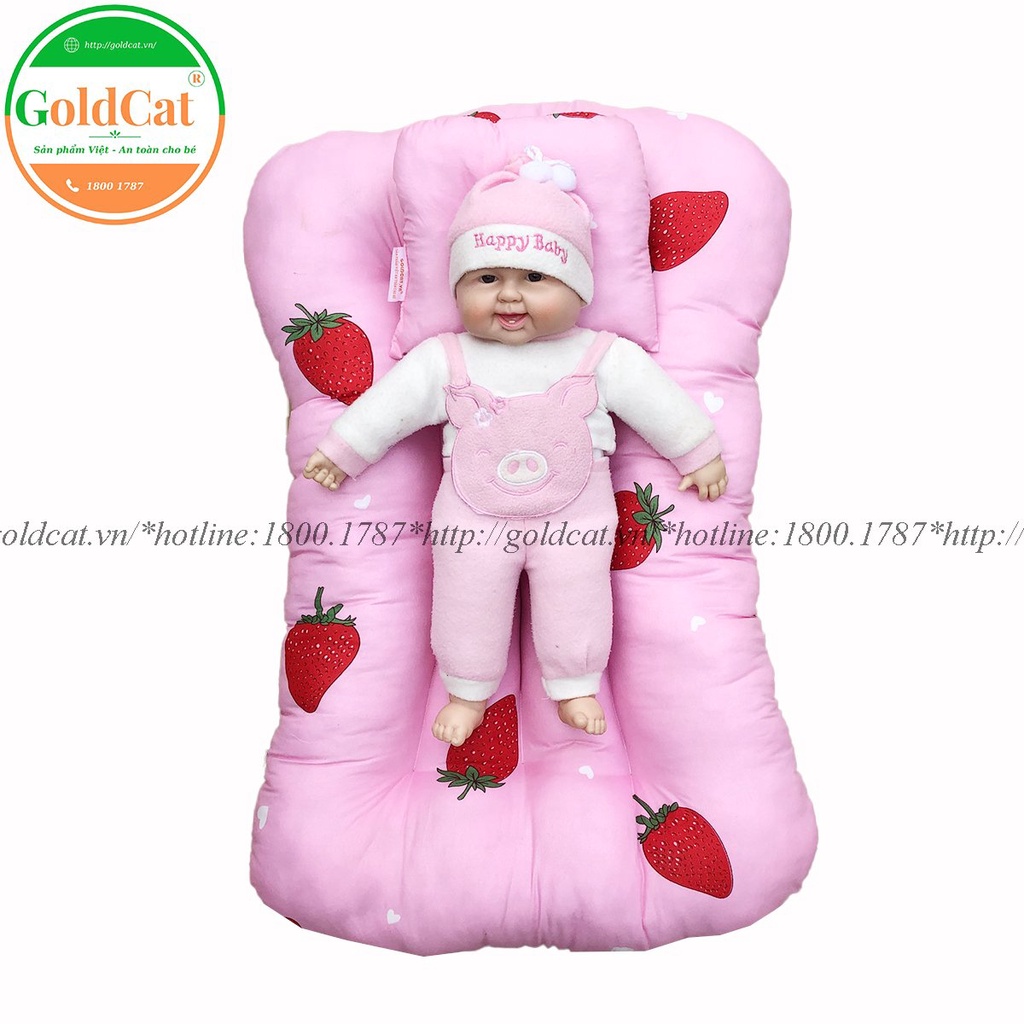 Đệm Ngủ Thông Minh GOLDCAT Chất Liệu Cotton Lụa Mềm Mịn, Thoáng Mát Giúp Massage Cho Bé