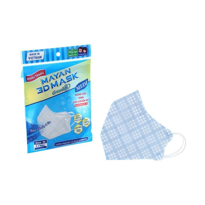 Khẩu trang mayan cao cấp người lớn, trẻ em 5 cái/túi