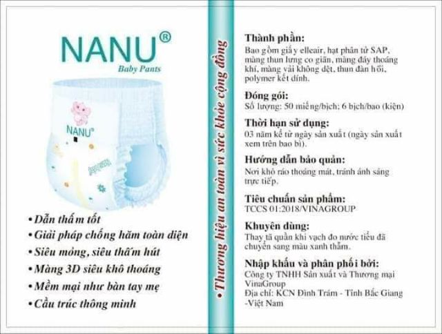 Bỉm quần dán nanu 100 miếng 2 bì