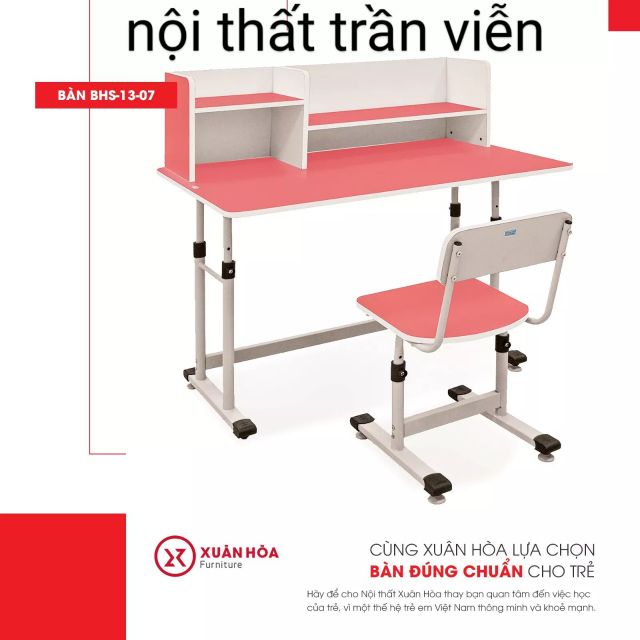 Bàn ghế học sinh liền giá sách - bàn ghế học sinh xuân hòa - BHS-13-07 | BigBuy360 - bigbuy360.vn